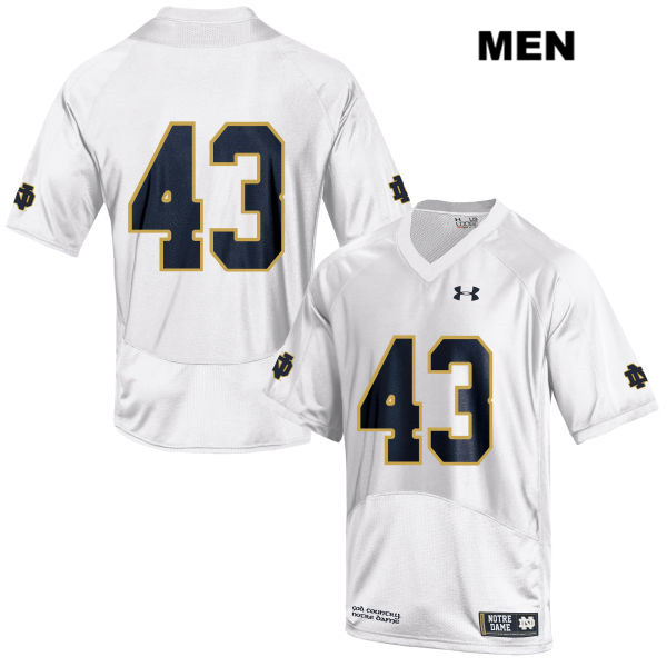 Men's NCAA Notre Dame Fighting Irish #43 Greg Mailey Stitched College Under Armour Authentic White No Name Football Jersey TM10B74RY